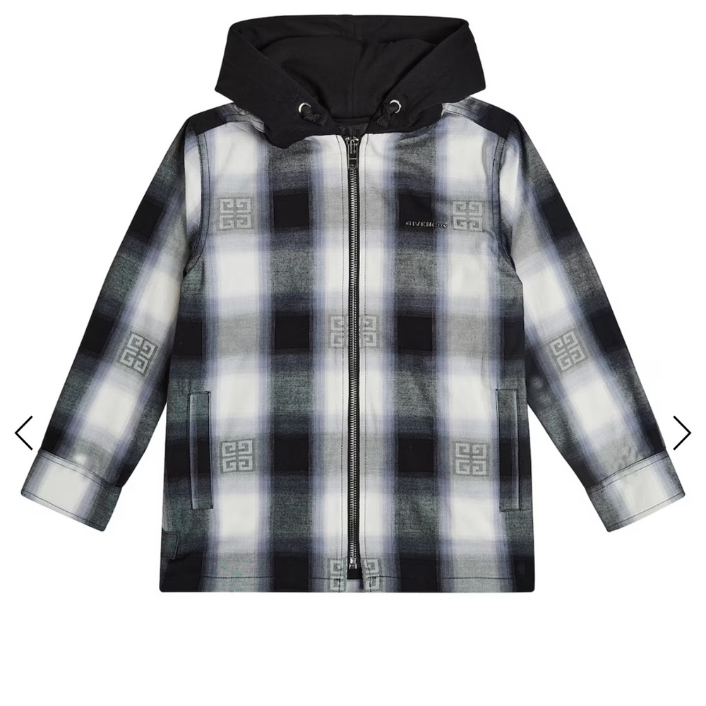 Authentic Givenchy Litttle Boys Logo Checkered Hooded Overshirt